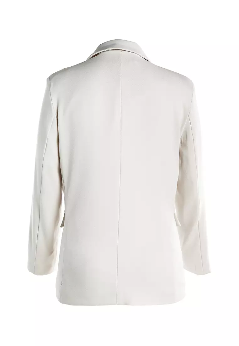 Blazer Solid Single-Breasted dalam Warna Abu-abu Perak