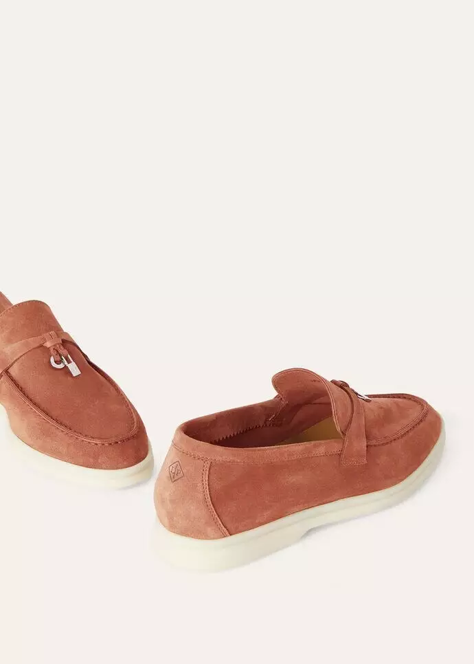 Summer Charms Walk Loafers Suede Goatskin Dusty Orange