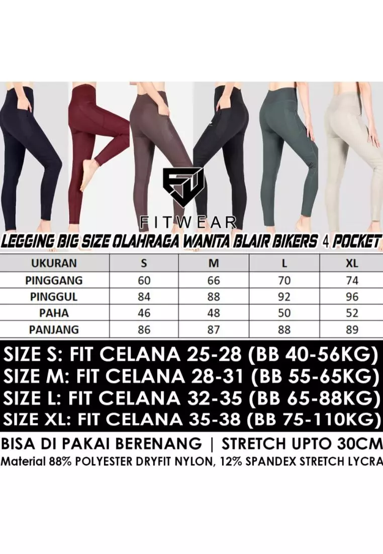 Fitwear - Legging Big Size Olahraga Wanita BELIA BIKER 4 POCKET - MIDNIGHT BLUE