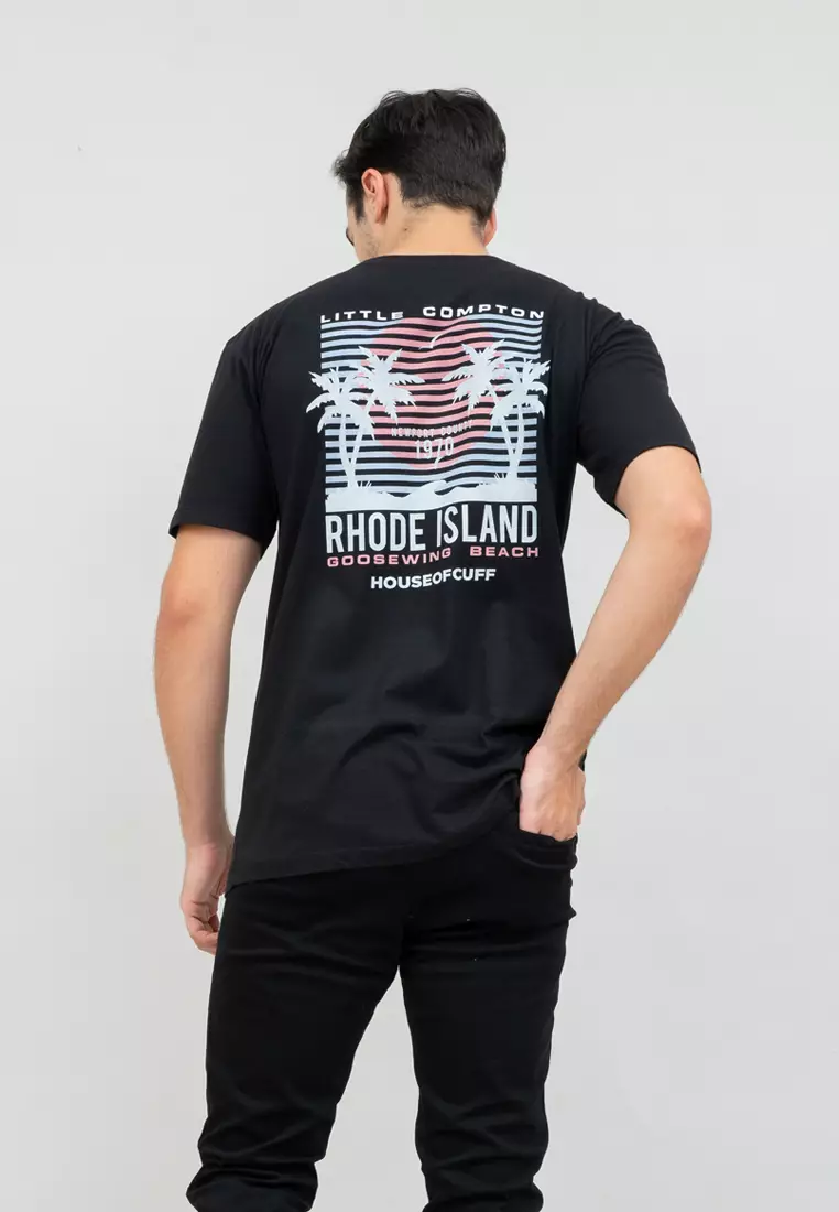 kaos pria lengan pendek rhode island hitam size jumbo houseofcuff