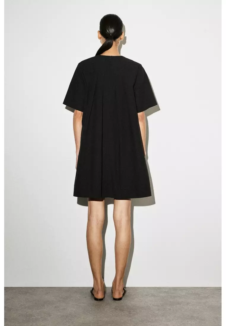 PLEATED COTTON-POPLIN MINI DRESS