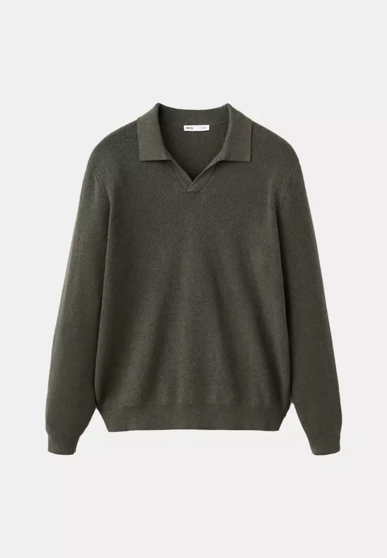 100% Cotton Ribbed Knit Polo Shirt