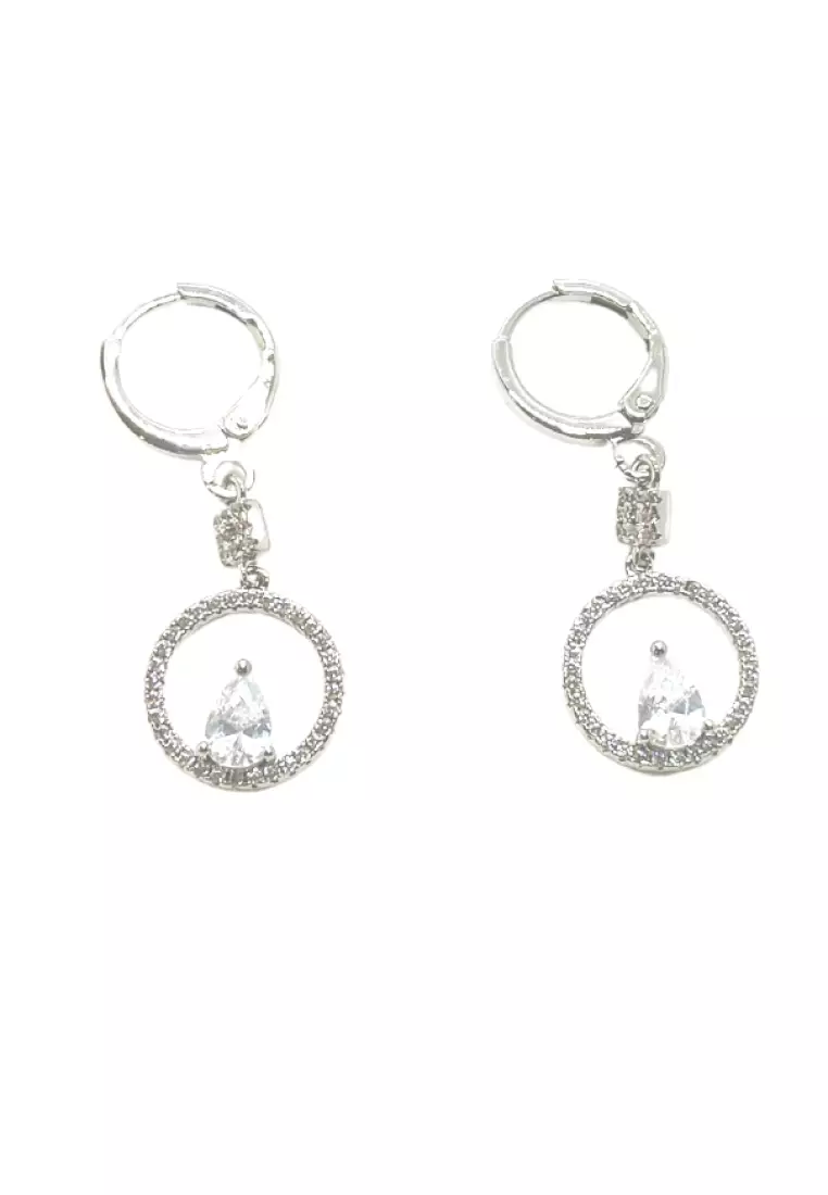 Gold round drop earrings sale