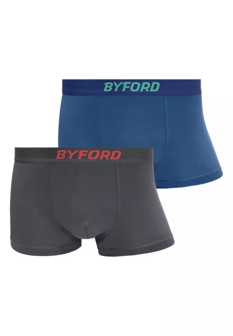 2 Pcs) Byford Men Trunk Nylon Spandex Men Underwear Assorted