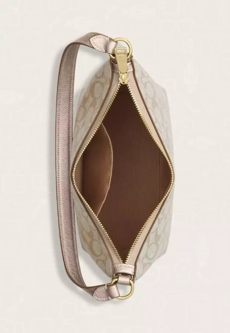 Coach Zip Top Shoulder Bag In Signature Canvas Champagne Multi