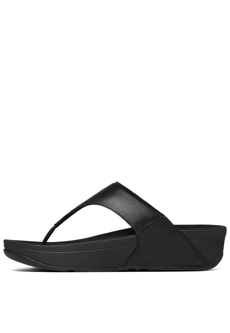 FitFlop LULU Women's Leather Toe-Post Sandals - Black (I88-001)