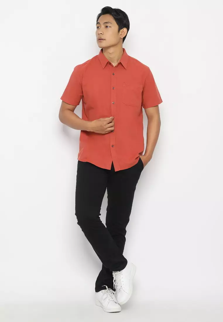 POLICE Kemeja Polos Regular Fit Teracota Pria