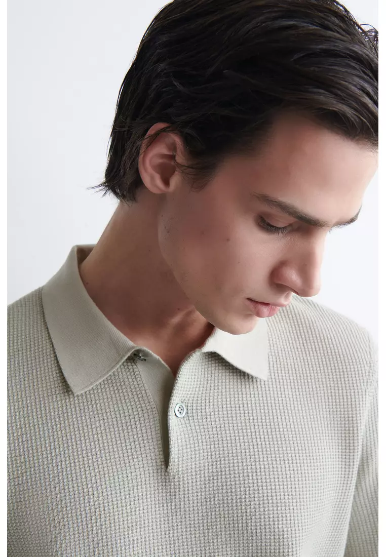 WAFFLE-KNIT COTTON POLO SHIRT