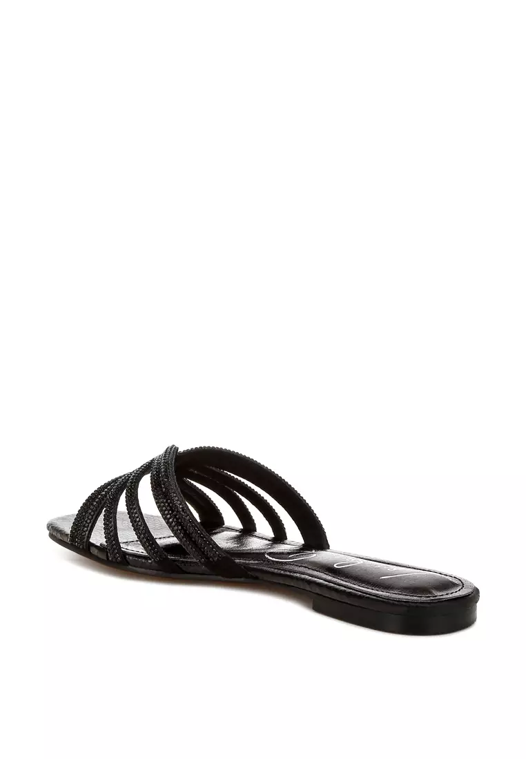 Black Rhinestone Cut Out Flats