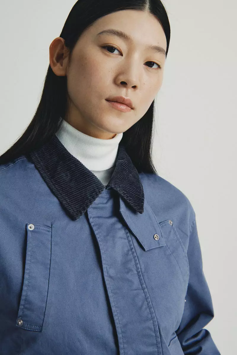 Corduroy-collar twill jacket