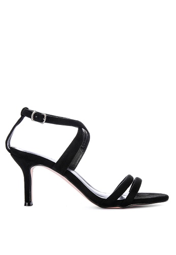 Janylin black Two-Band Heeled Sandals With Ankle Strap 0B9DESHB5FD137GS_1