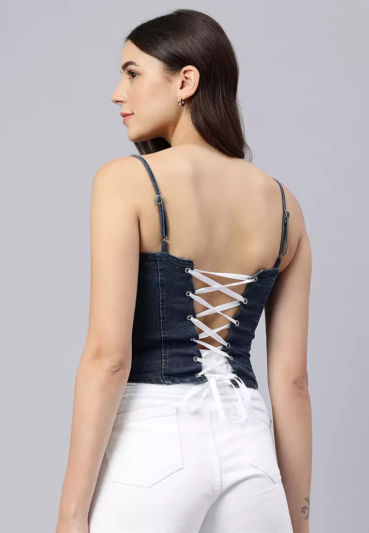 Atasan Korset Vintage Tali Spaghetti