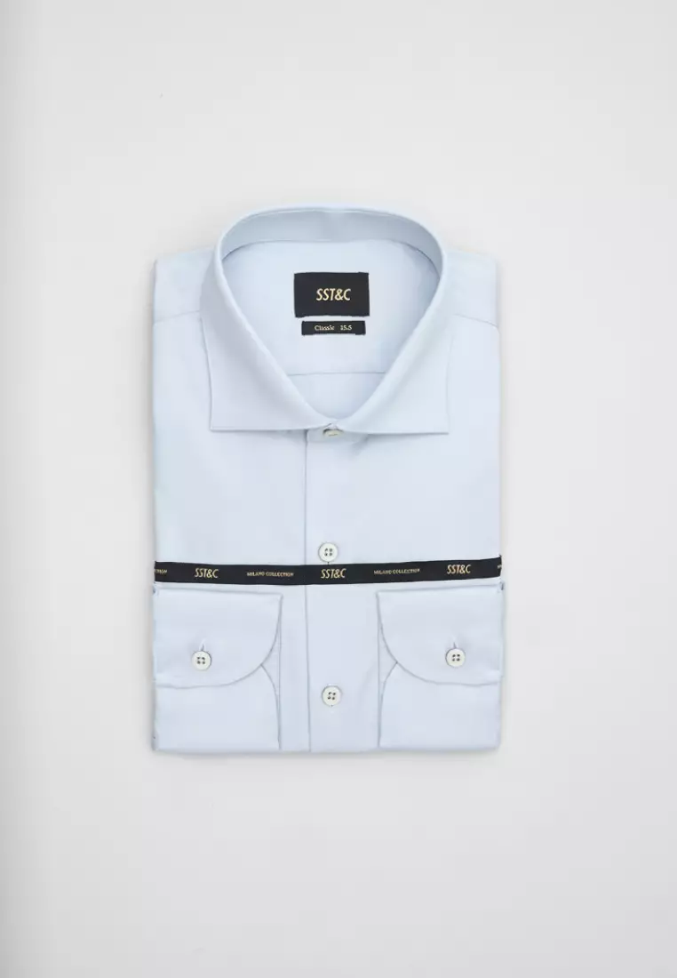 #米蘭系列 淺灰色素面標準版襯衫