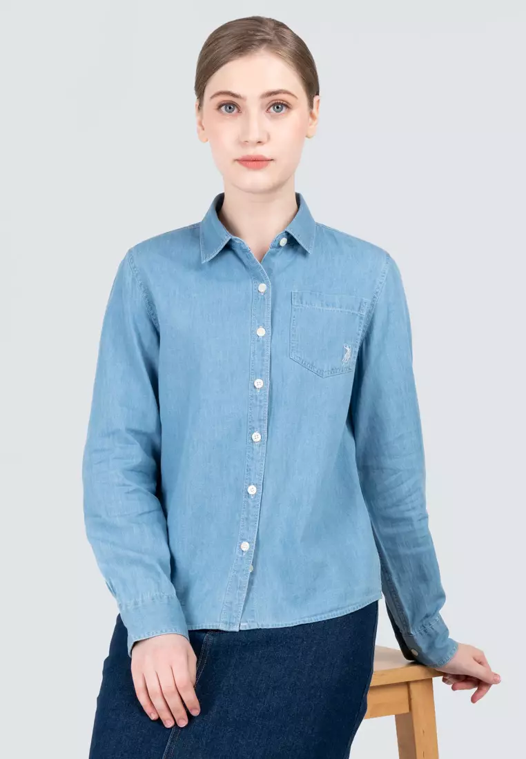 Polo Haus - Women’s Signature Fit Denim Long Sleeve Shirt WWLSV001