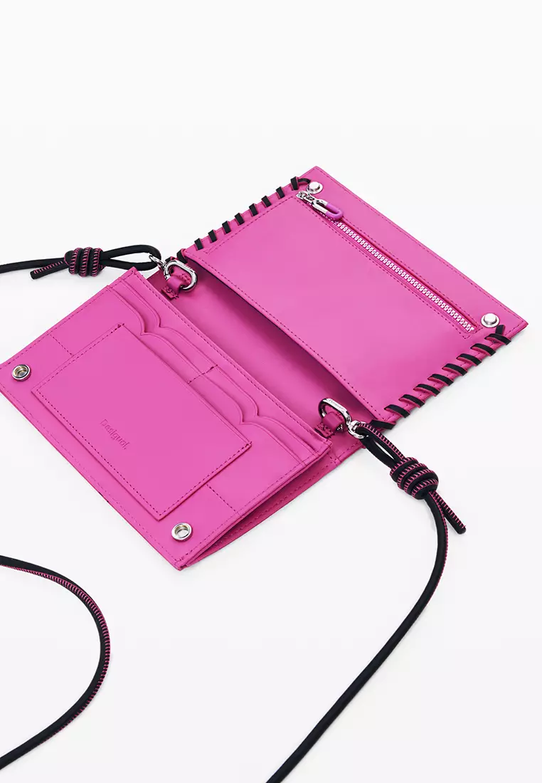 Small wallet with braided leather effect