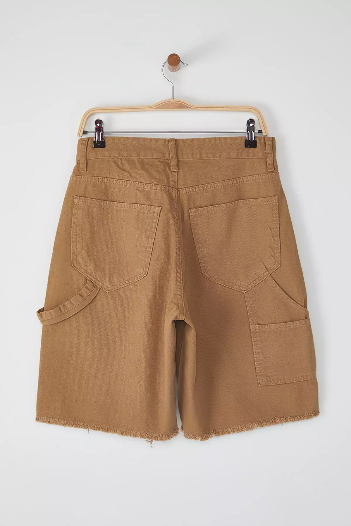 Camel Patchwork Wide Denim Shorts & Bermuda Shorts TMNSS25SR00038