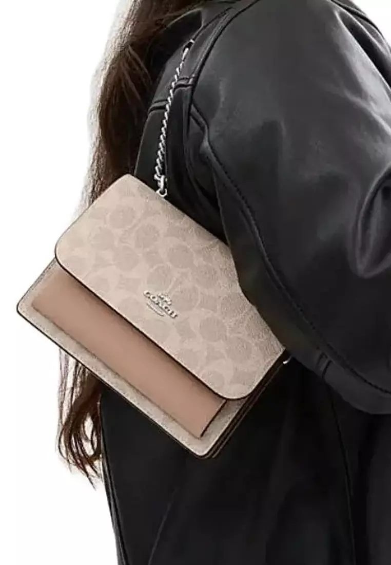 Mini Klare 女士斜挎包沙黃色配灰褐色Cw206