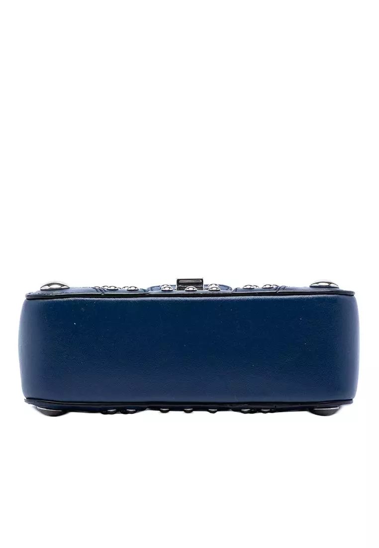 Pre-Loved Prada City Calfskin Studded Elektra Turn Lock Clutch
