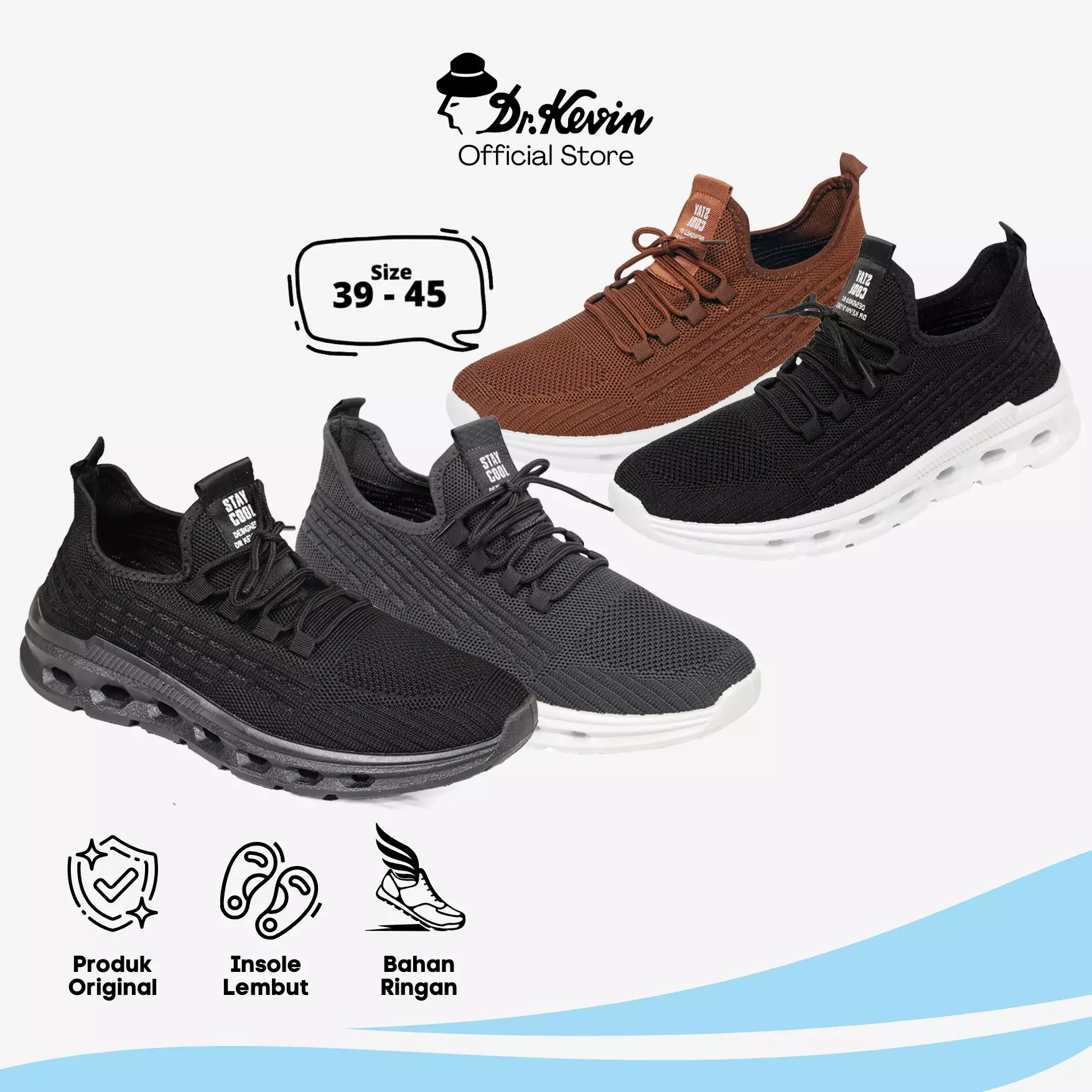 Dr. Kevin Sepatu Sport Pria Men Sneakers Sekolah Flyknit Tali 889-067