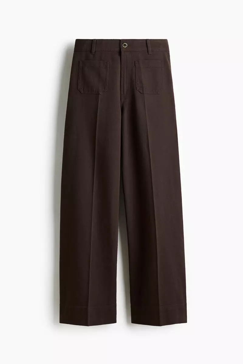 Wide twill trousers