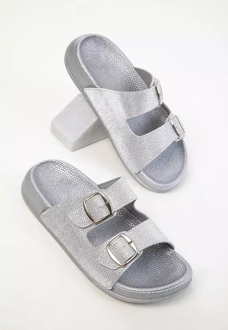 20494 Silver Women's Slippers