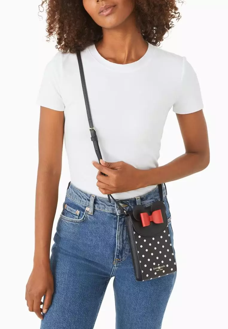 Disney X Kate Spade New York Minnie Mouse North South Flap Phone Crossbody Black Multi