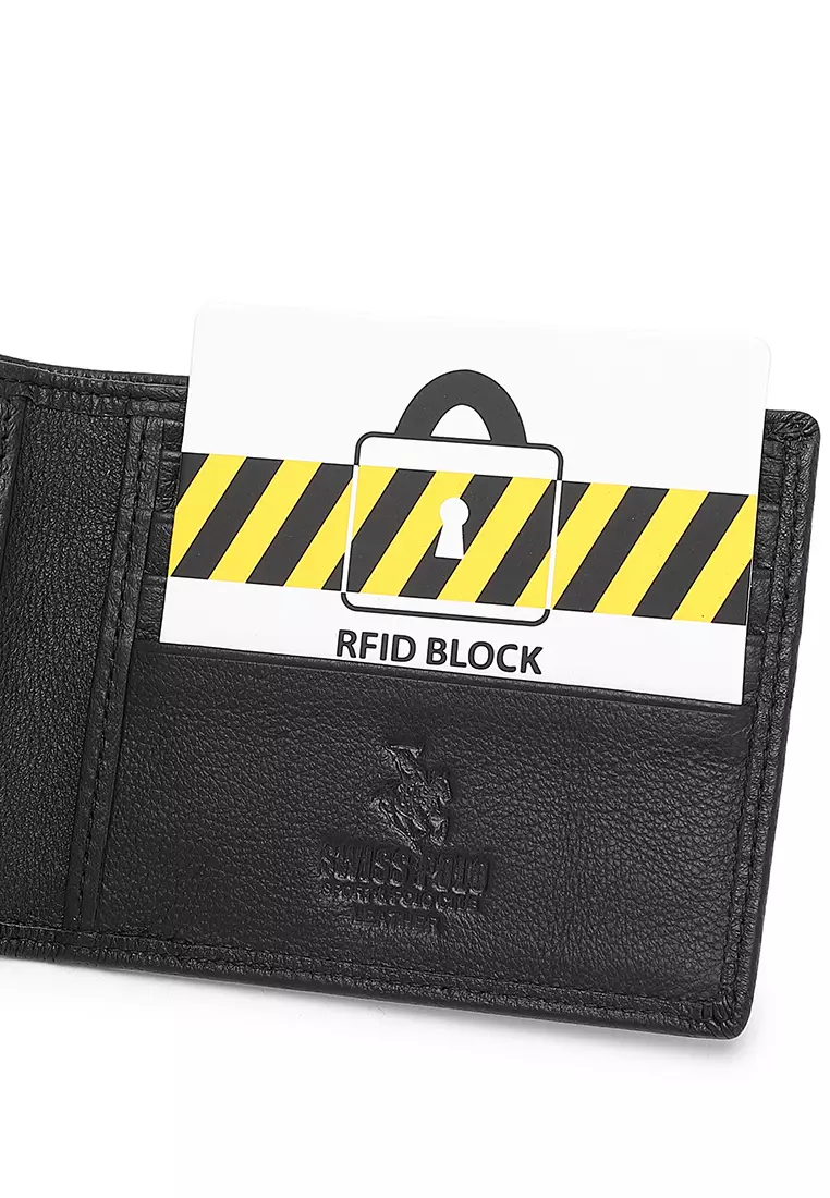 Genuine Leather RFID Short Wallet (真皮錢包) - 黑色