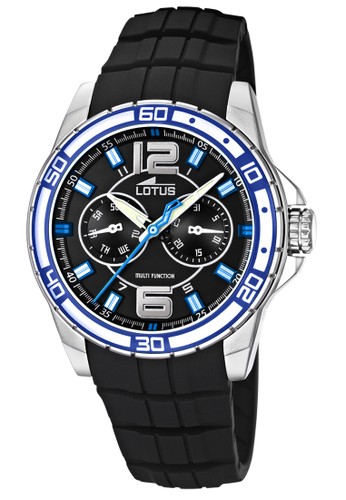 Lotus Men's Chronograph Watch LOT L15785/2 Blue Silver Black Rubber Polycarbonate