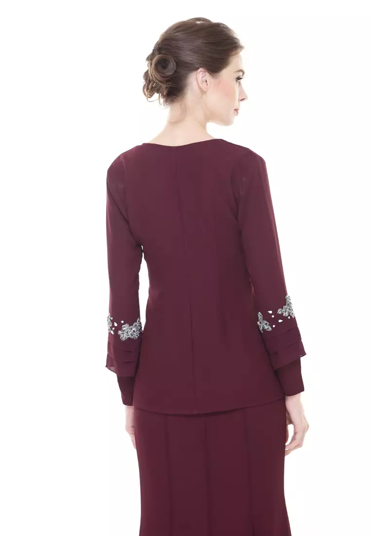 Ivory Kebaya Modern in Dark Purple