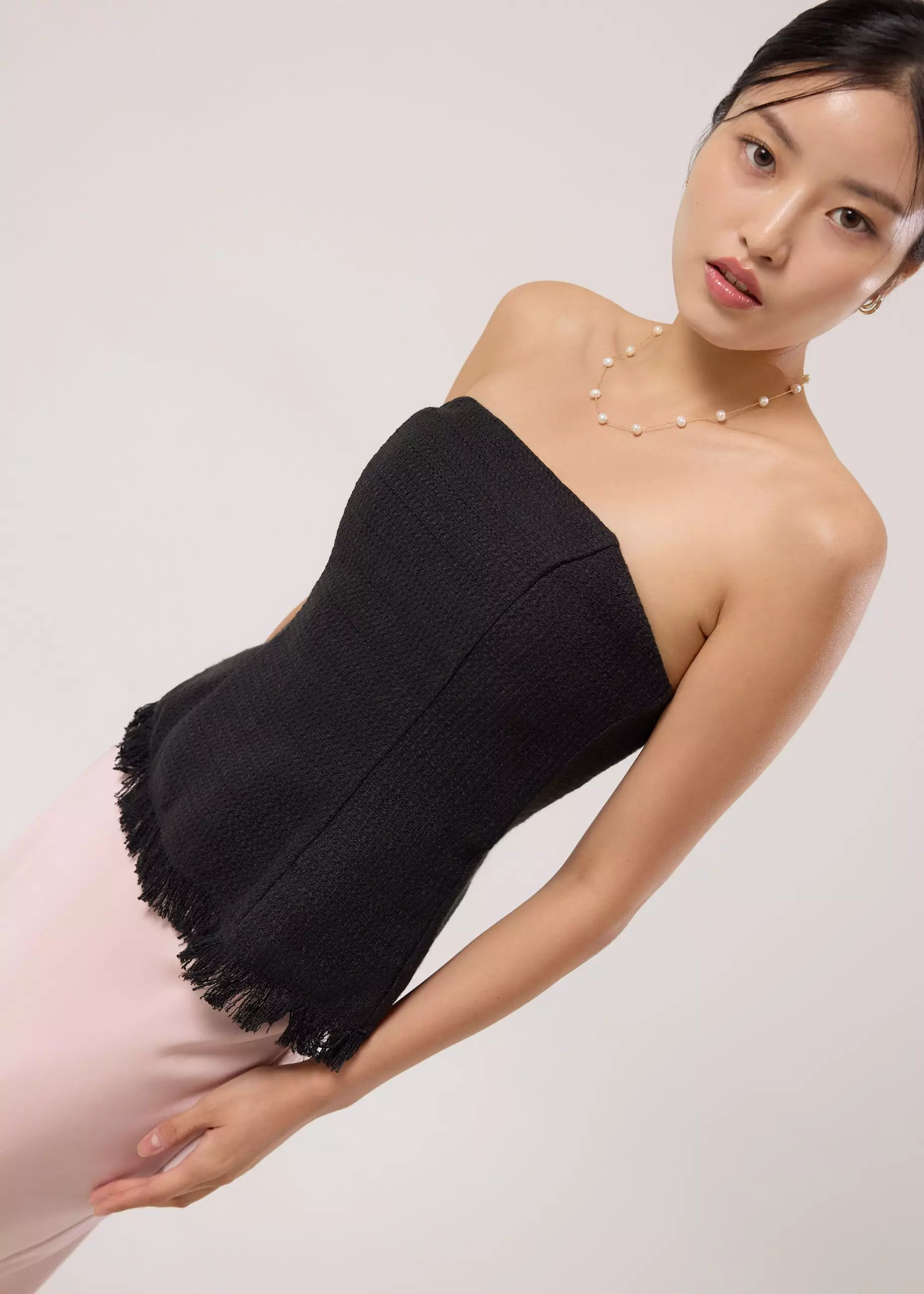 Atasan Wanita - BraFree by LB Lia Tweed Tube Peplum Top