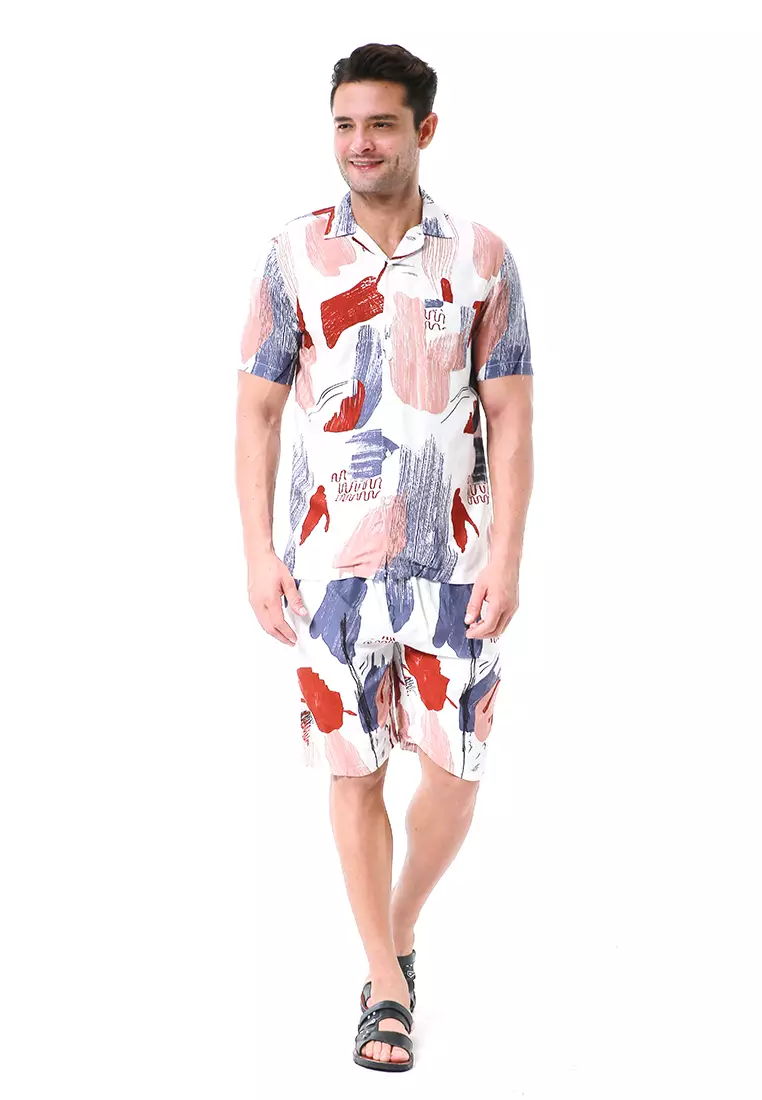 Deon Piyama Pria Spencer Motive Kemeja One Set Lengan Pendek Material Rayon ORIGINAL - Multicolor