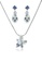 SO SEOUL multi and silver Leilani Maple Leaf Blue Shade Swarovski® Crystals Stud Earrings and Necklace Set 61E31AC0FAEECBGS_1