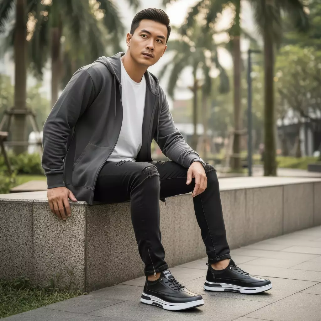 PAULMAY - Sepatu Sneakers pria Ignite Black White