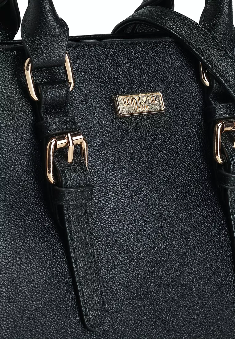 Pebbled Multi-Compartment Top Handle Bag