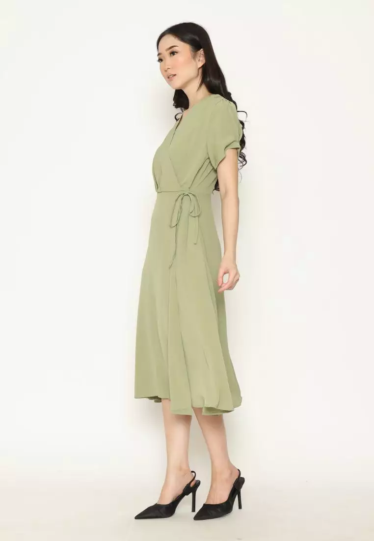 Urban Exchange Lydia Dress Green - Midi Dress Sage Green