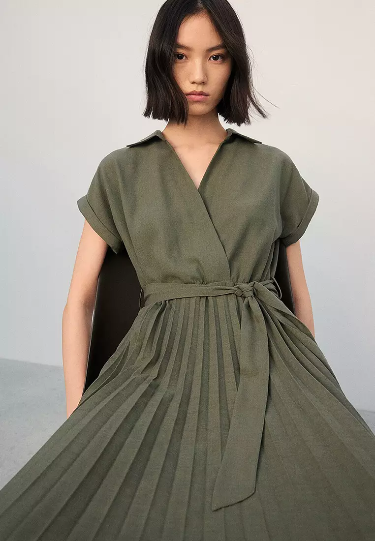 Pleated Shirt Dress