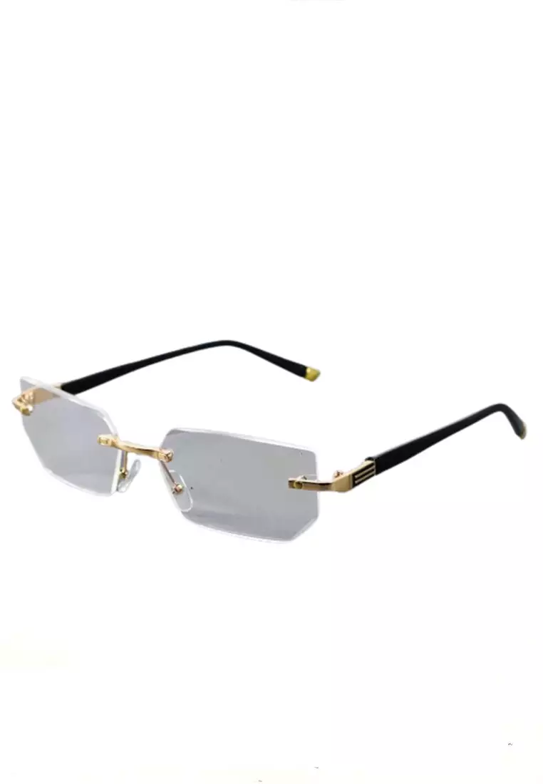 Zafa Kacamata Baca Unisex Frameless Mata Tua Rabun Dekat Anti-Blue Light Material Metal PC ORIGINAL - Black Gold