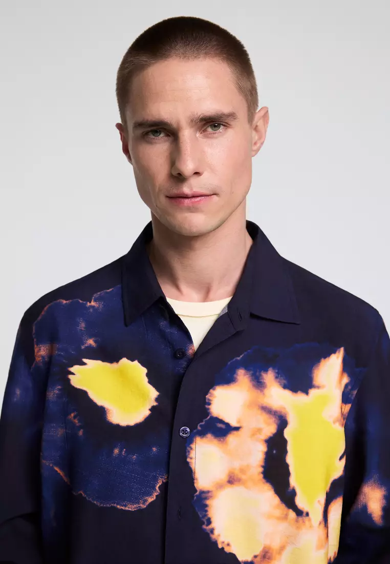 Long-Sleeve Shirt with Large Floral Print
