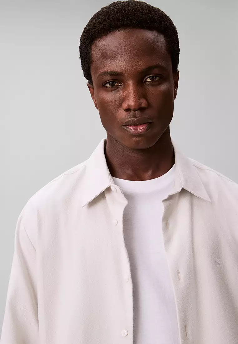 混色法蘭絨寬鬆鈕扣恤衫 - Calvin Klein Jeans