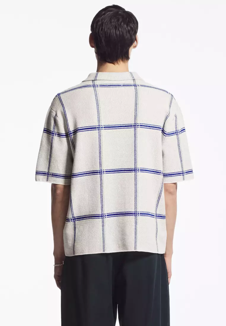 Checked Knitted Short-Sleeved Shirt