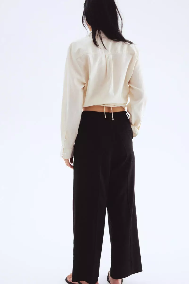 Wide linen-blend trousers