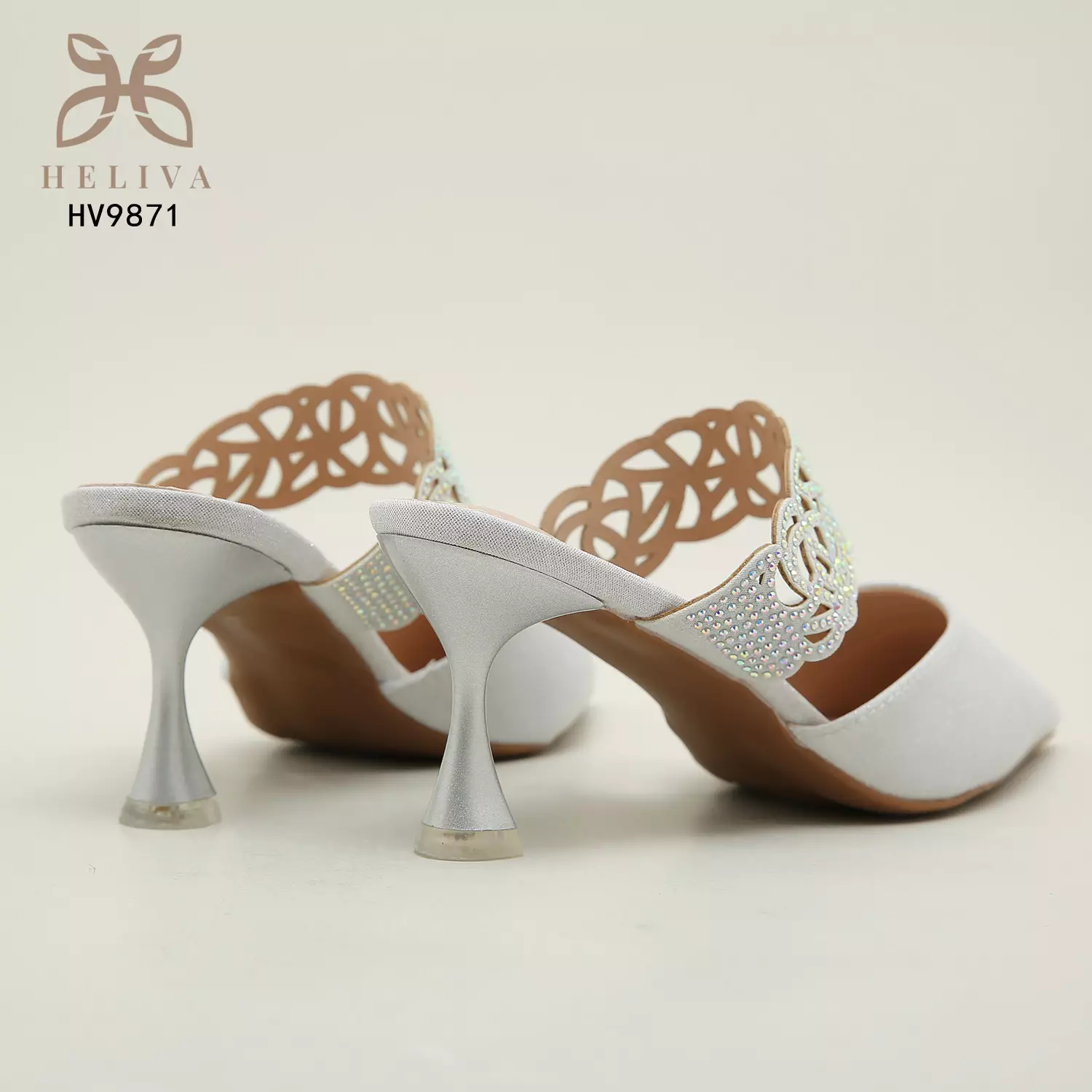 Heliva Lucia Women Heels Satin Glitter Sling Jewel Accessories