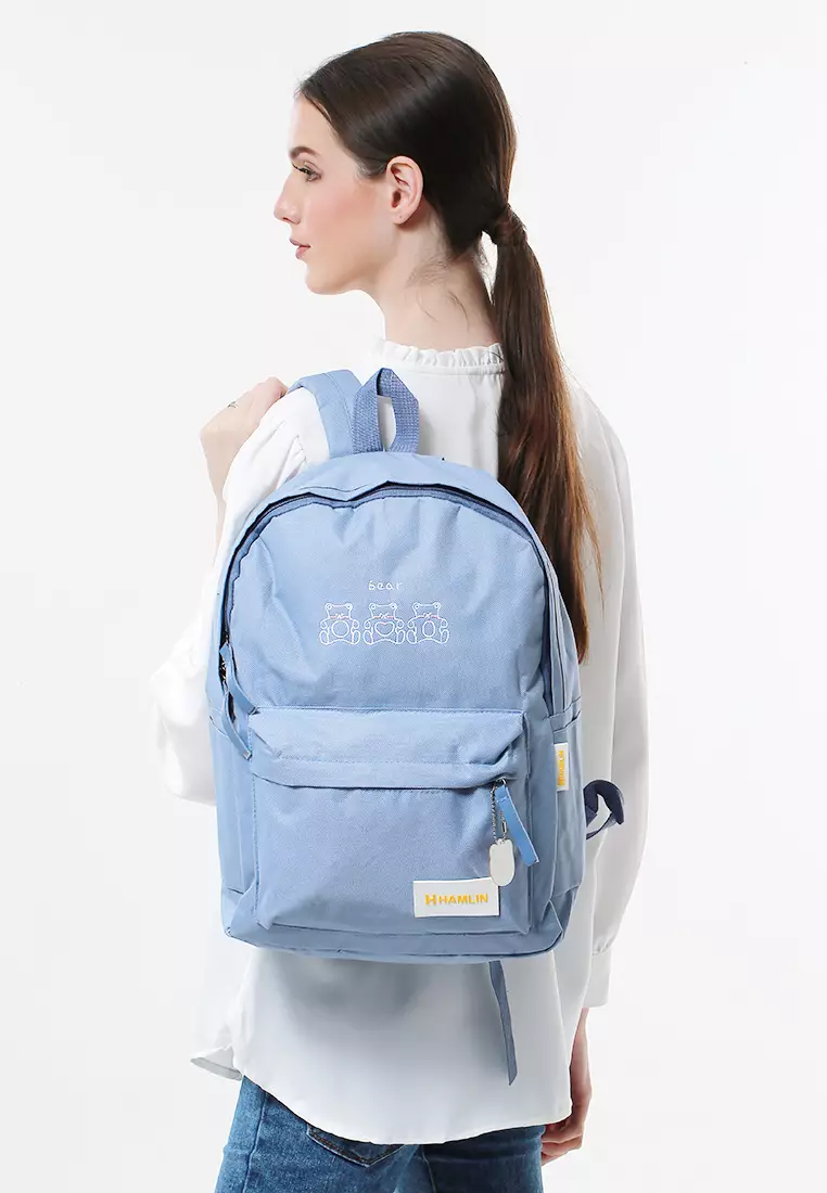 Afra Tas Ransel Wanita Desain Simple Backpack Motif Bear Material Nylon ORIGINAL - Tosca