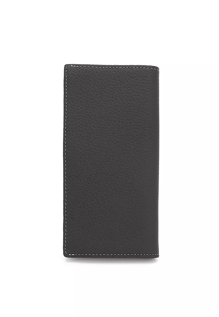 Genuine Leather RFID Long Wallet - Black