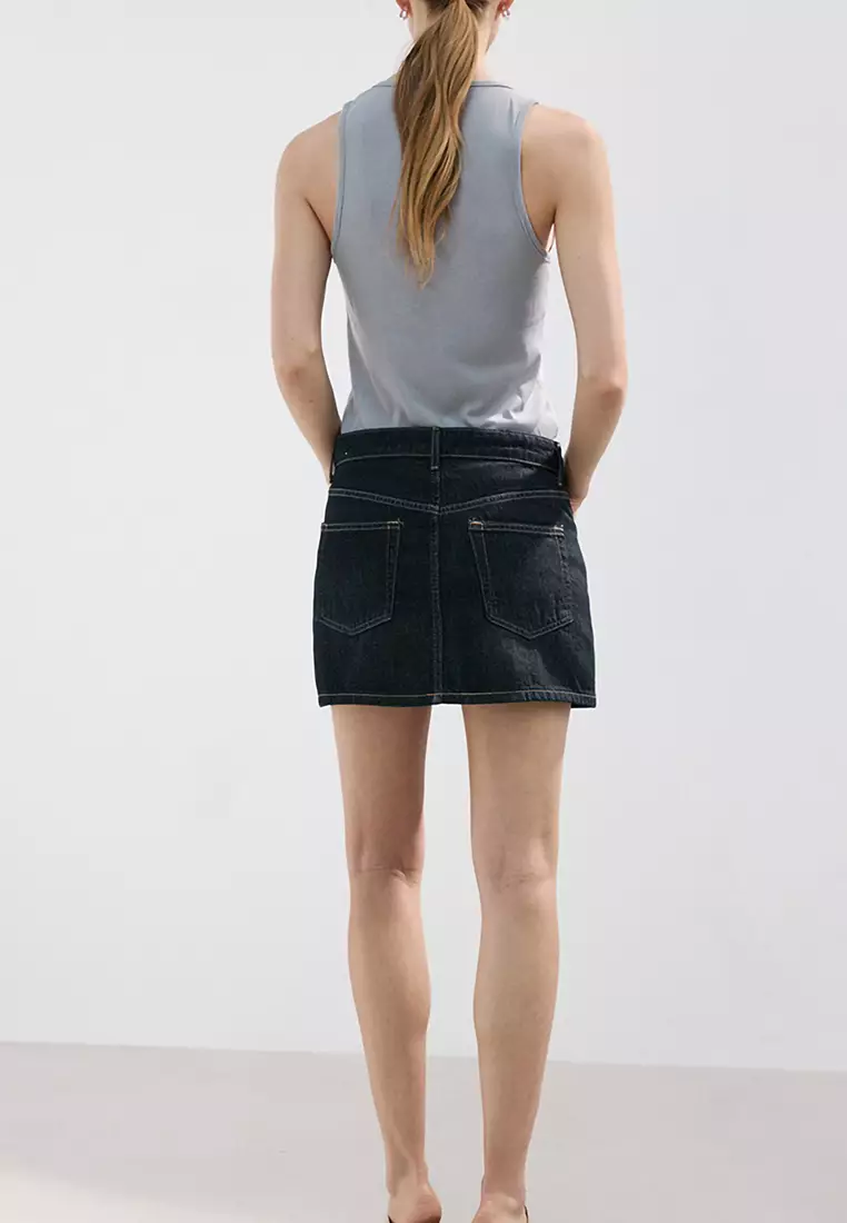 Low-Rise Denim Mini Skirt
