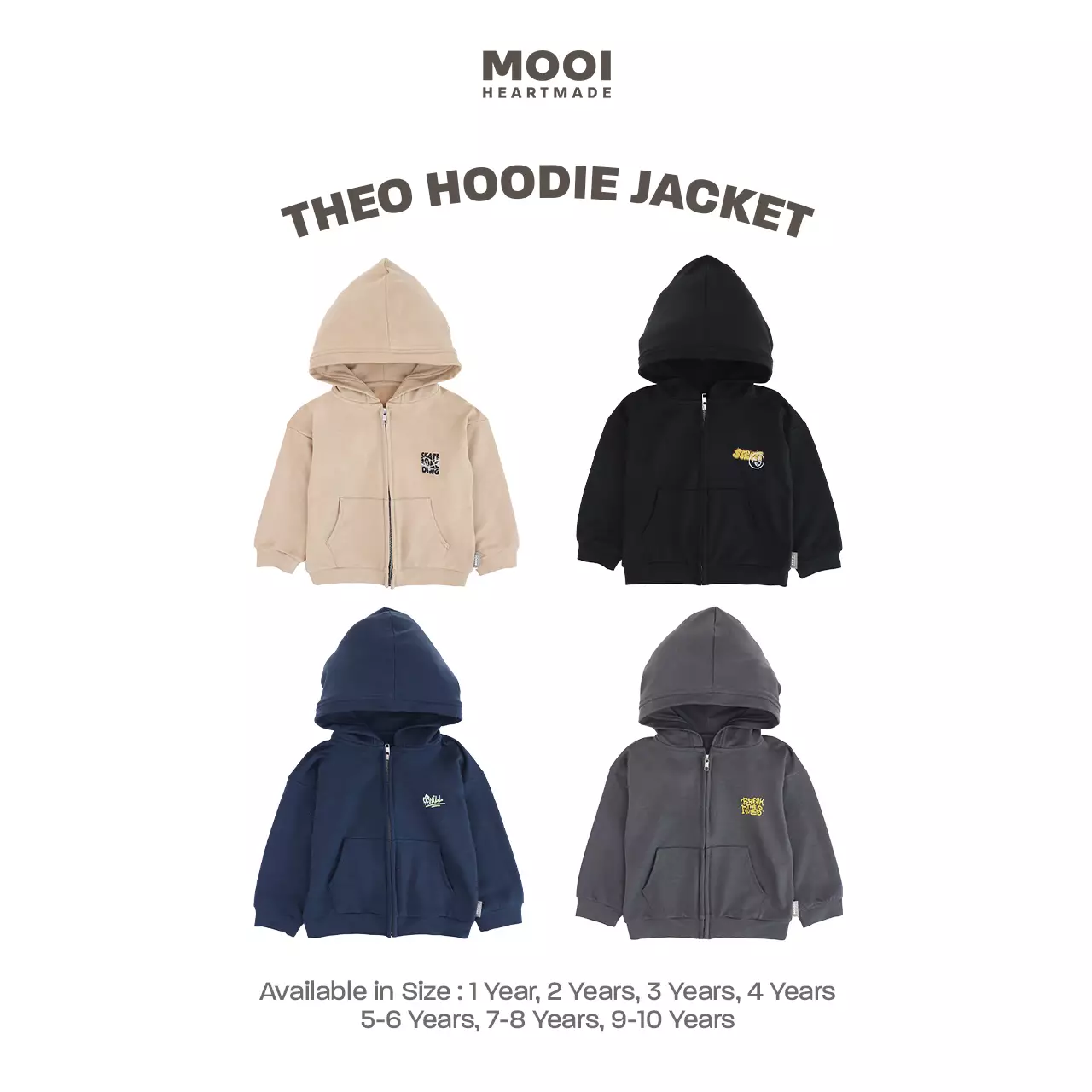 Mooi Atasan Hoodie Panjang Anak Theo Hoodie Jacket - Steel Navy