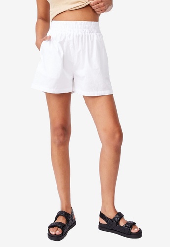 White pull on shorts clearance
