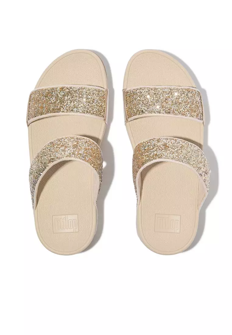 FitFlop LULU Multi-Tonal Glitter Slides - Platino/Silver (JE5-D95)