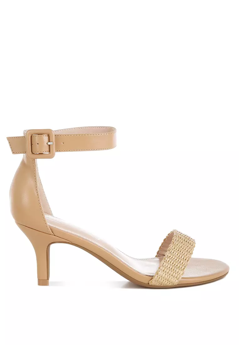 Discount on London Rag  shoes - SKU: Raffia Kitten Heel Sandals in Natural