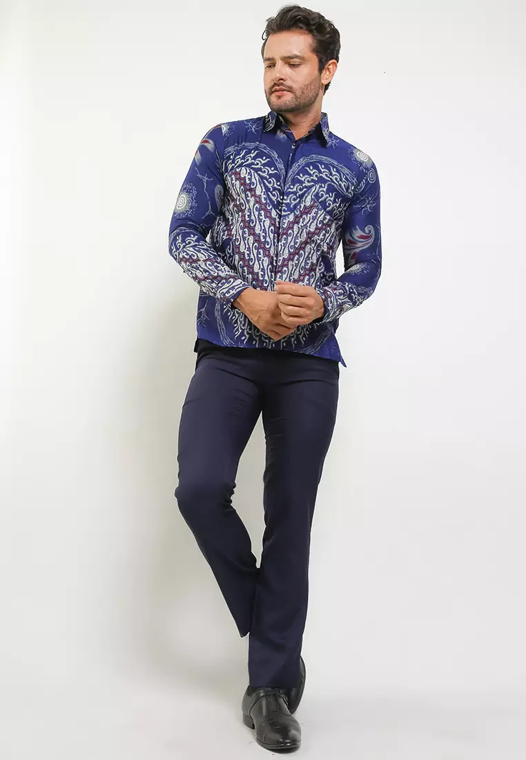 Athela Kemeja Batik Premium Pria Casual Modern Lengan Panjang